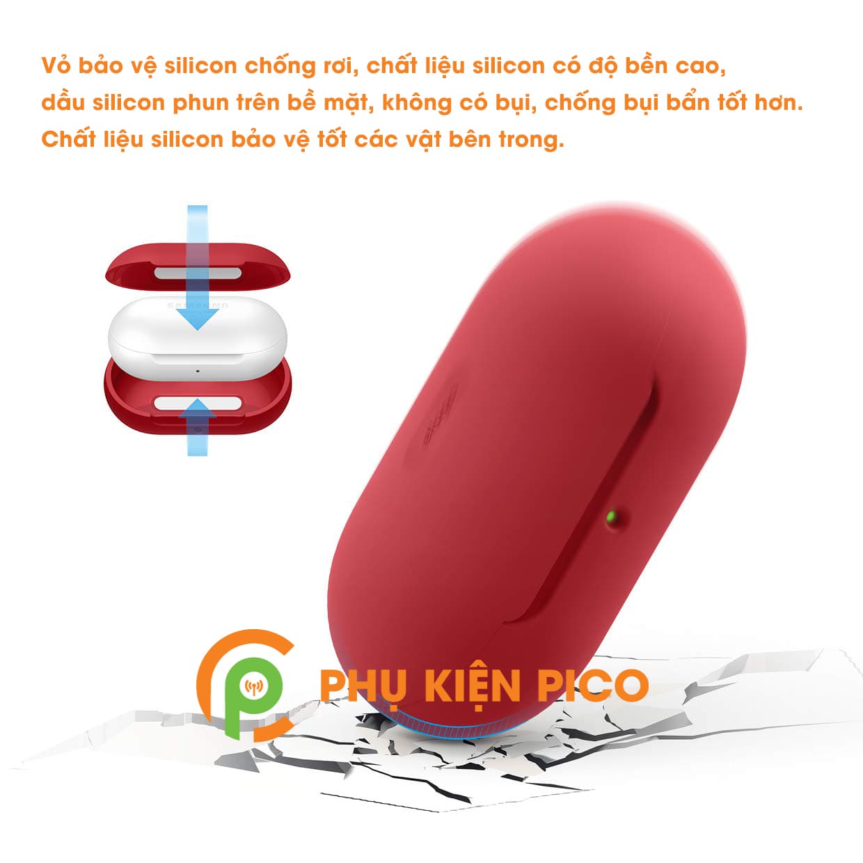 Ốp lưng Samsung Galaxy Buds silicon dẻo màu đỏ - 5