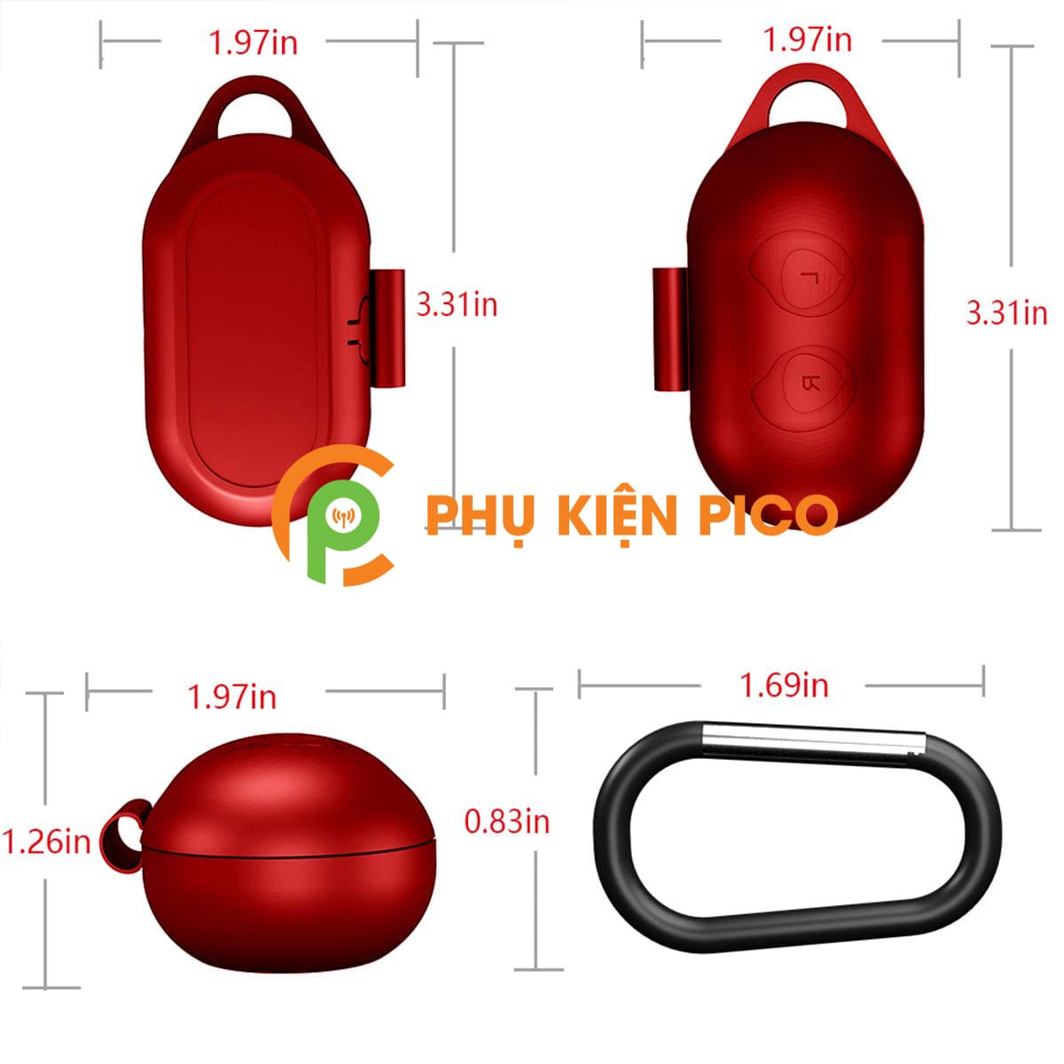 Ốp lưng Samsung Galaxy Buds silicon dẻo màu đỏ - 3