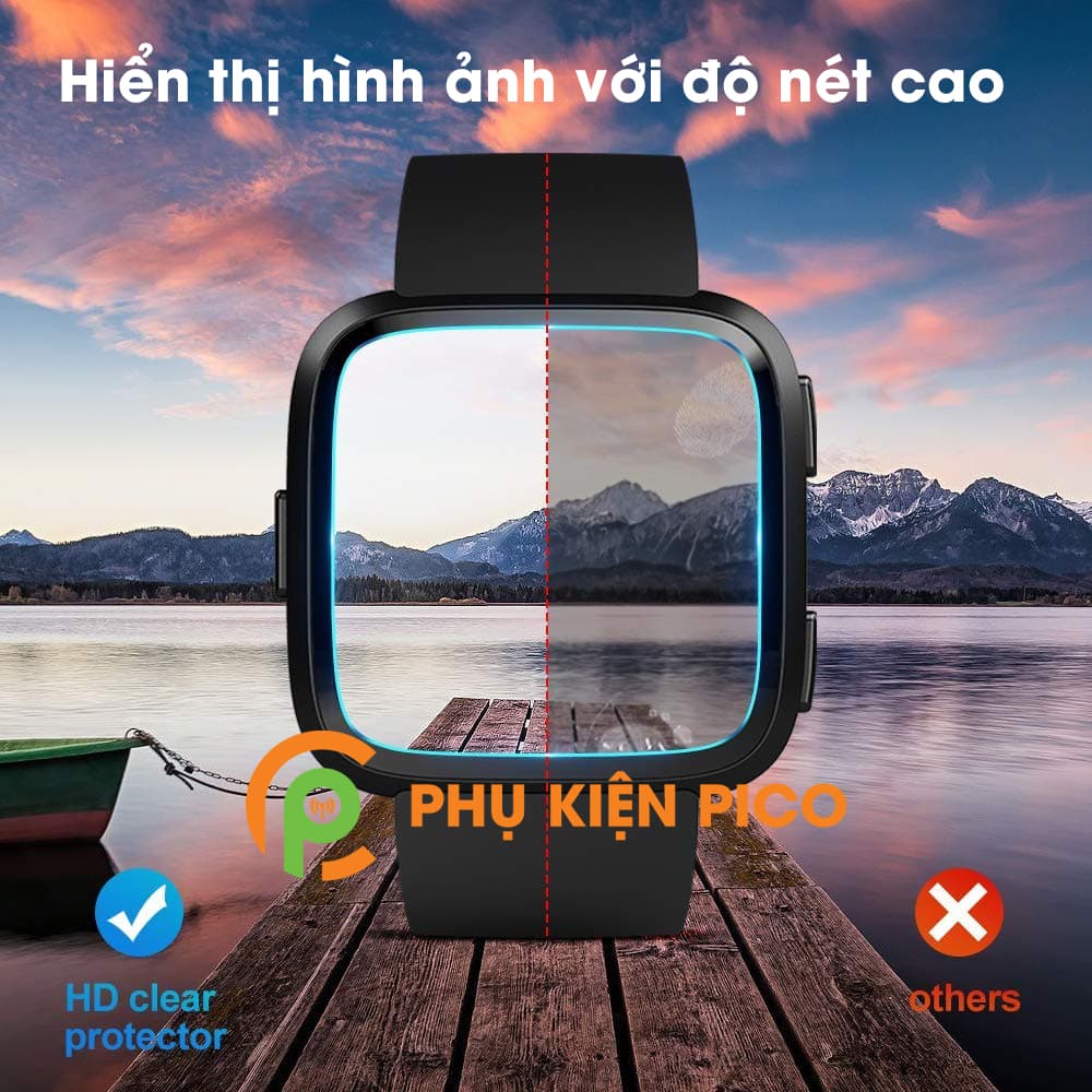 Cường lực Fitbit Versa 34mm bộ 2 cái trong suốt full màn hình - 5