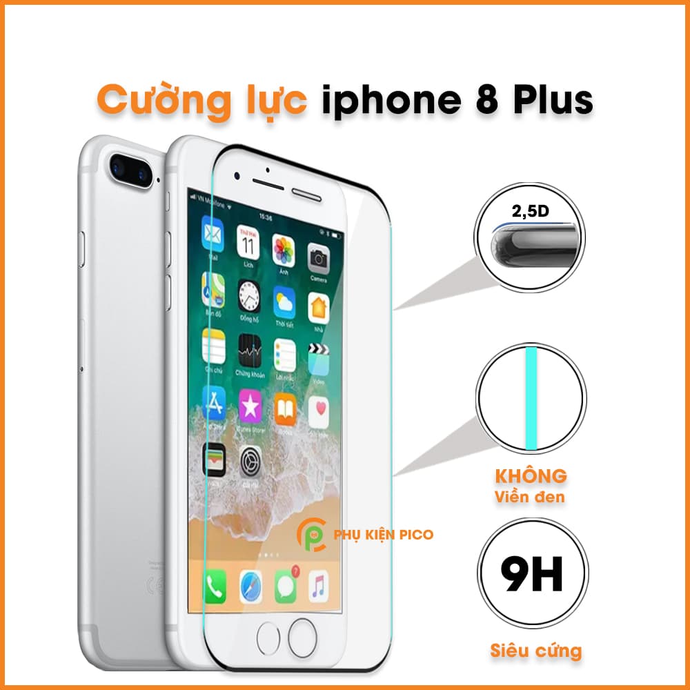 Kính cường lực Iphone 8 Plus viền vô cực full màn hình độ cứng 9H - 2