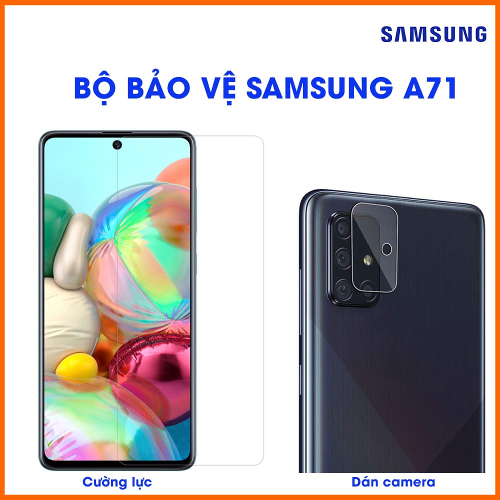Cường lực Samsung Galaxy A71 trong suốt và Dán camera Samsung A71 combo2