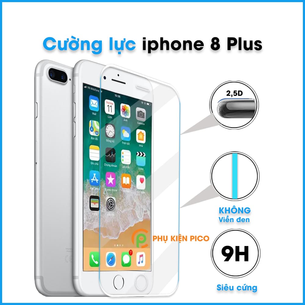 Kính cường lực Iphone 8 Plus viền vô cực full màn hình độ cứng 9H
