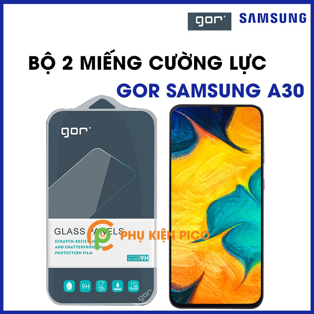 Cường lực Samsung Galaxy A30 chính hãng Gor trong suốt bộ 2 chiếc