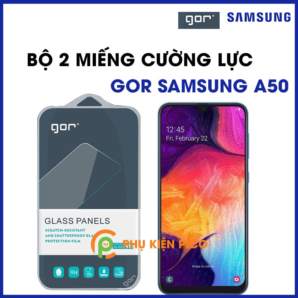 Cường lực Samsung Galaxy A50 chính hãng Gor trong suốt bộ 2 chiếc