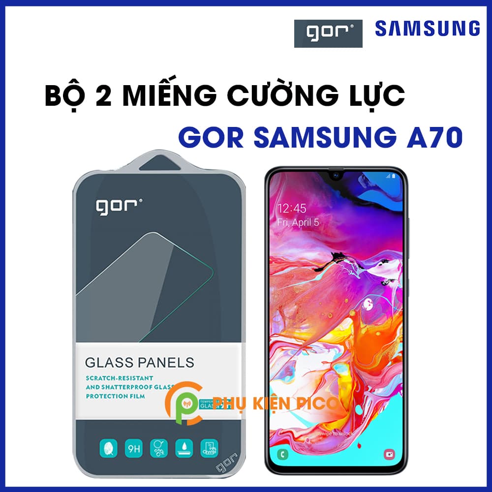 Cường lực Samsung Galaxy A70 chính hãng Gor trong suốt bộ 2 chiếc
