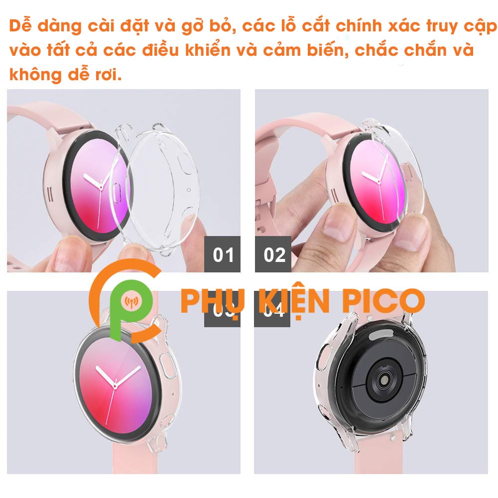 Ốp đồng hồ Samsung Watch Active 2 Size 40/44mm Silicon dẻo trong suốt - 6