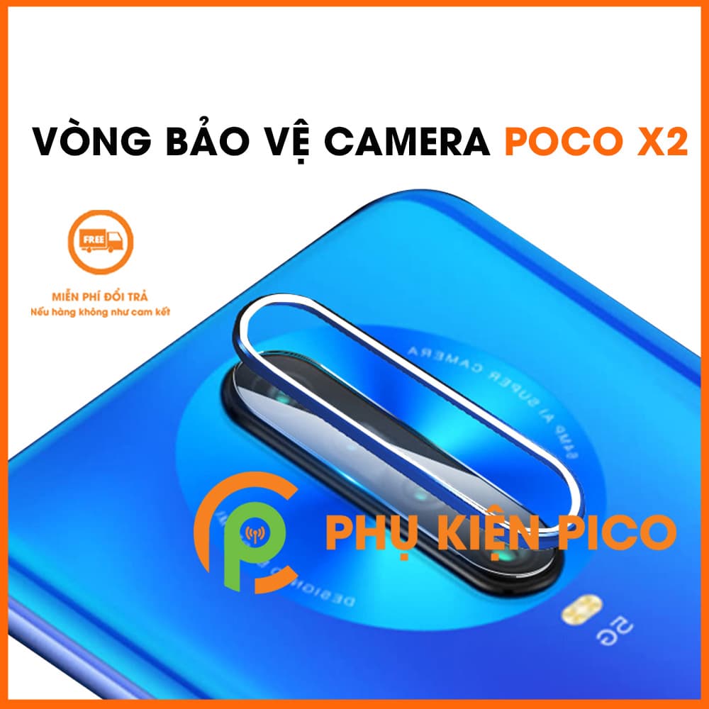 Vòng bảo vệ camera Poco X2 - Ốp viền camera Poco X2 màu xanh