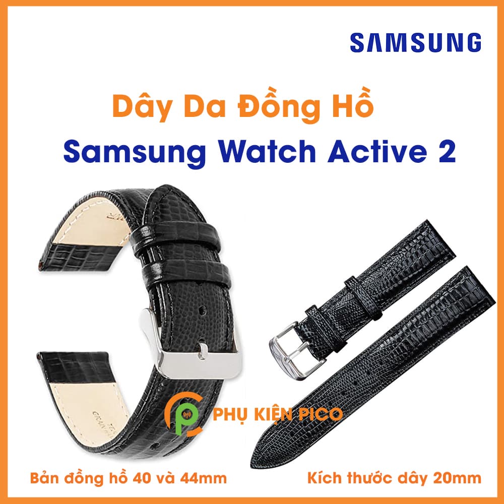 Dây da đồng hồ Samsung Watch Active 2 bản 40/44mm vân cá đuối dây 20mm - 2