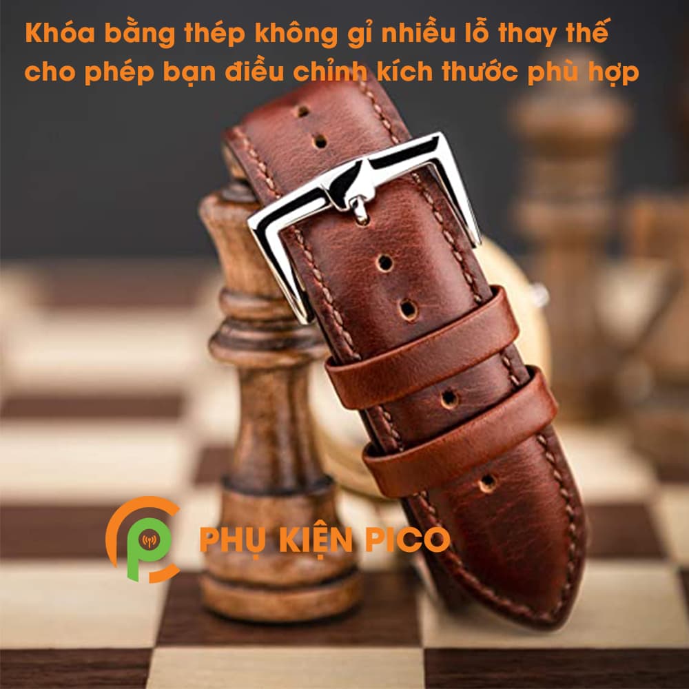 Dây da đồng hồ Samsung Watch Active 2 bản 40/44mm dây 20mm vân trơn - 4