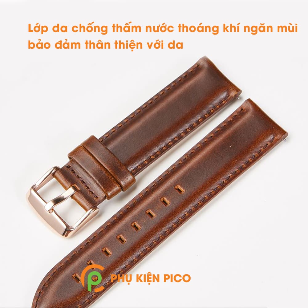 Dây da đồng hồ Samsung Watch Active 2 bản 40/44mm dây 20mm vân trơn - 7