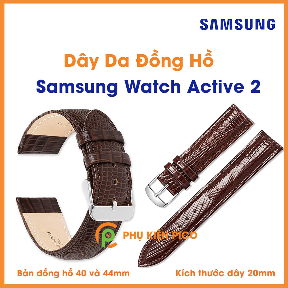 Dây da đồng hồ Samsung Watch Active 2 bản 40/44mm vân cá đuối dây 20mm