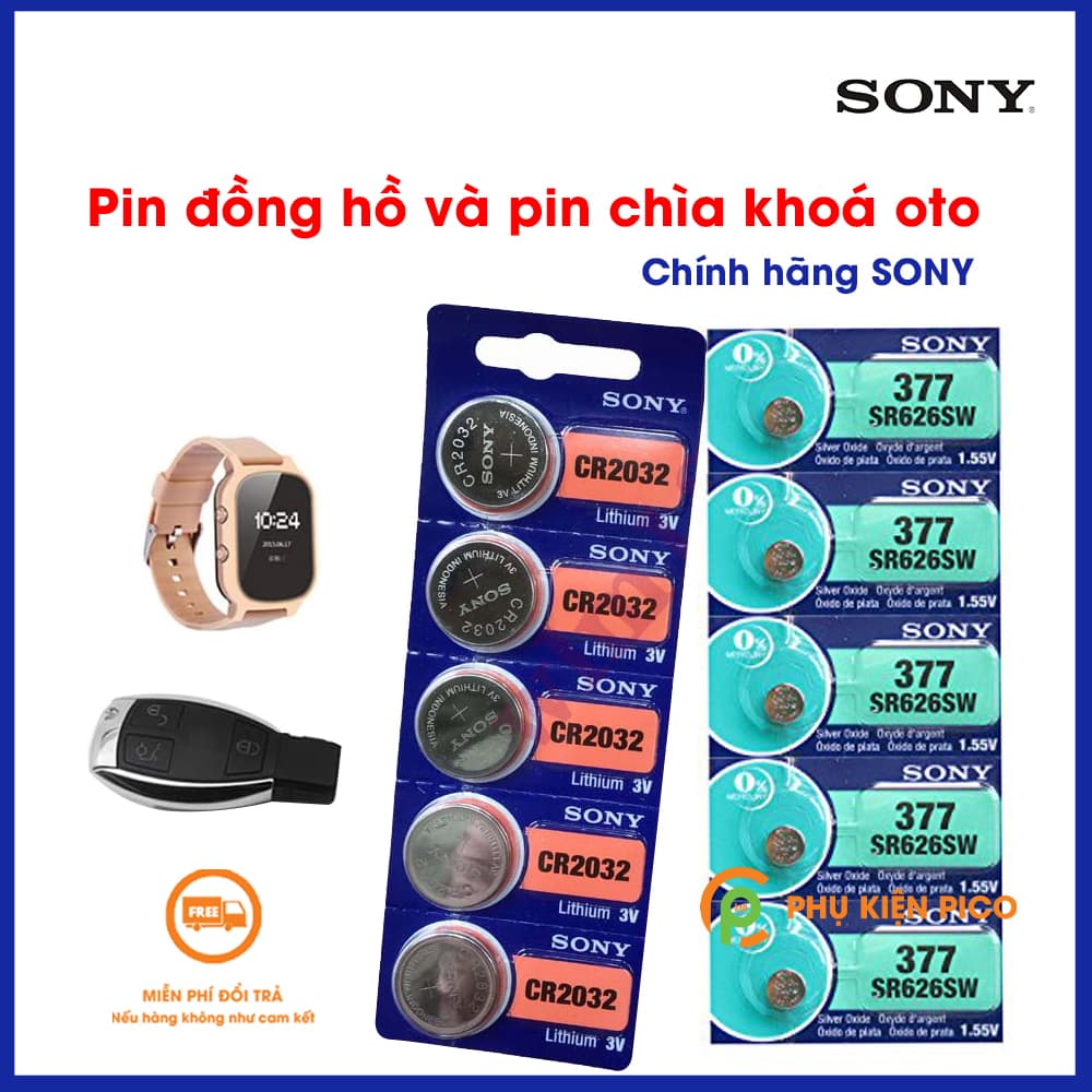 Pin Sony dùng cho pin đồng hồ, pin chìa khóa ô tô, pin chìa khóa xe máy chính hãng Sony Nhật Bản 1 viên 1.55V 3V