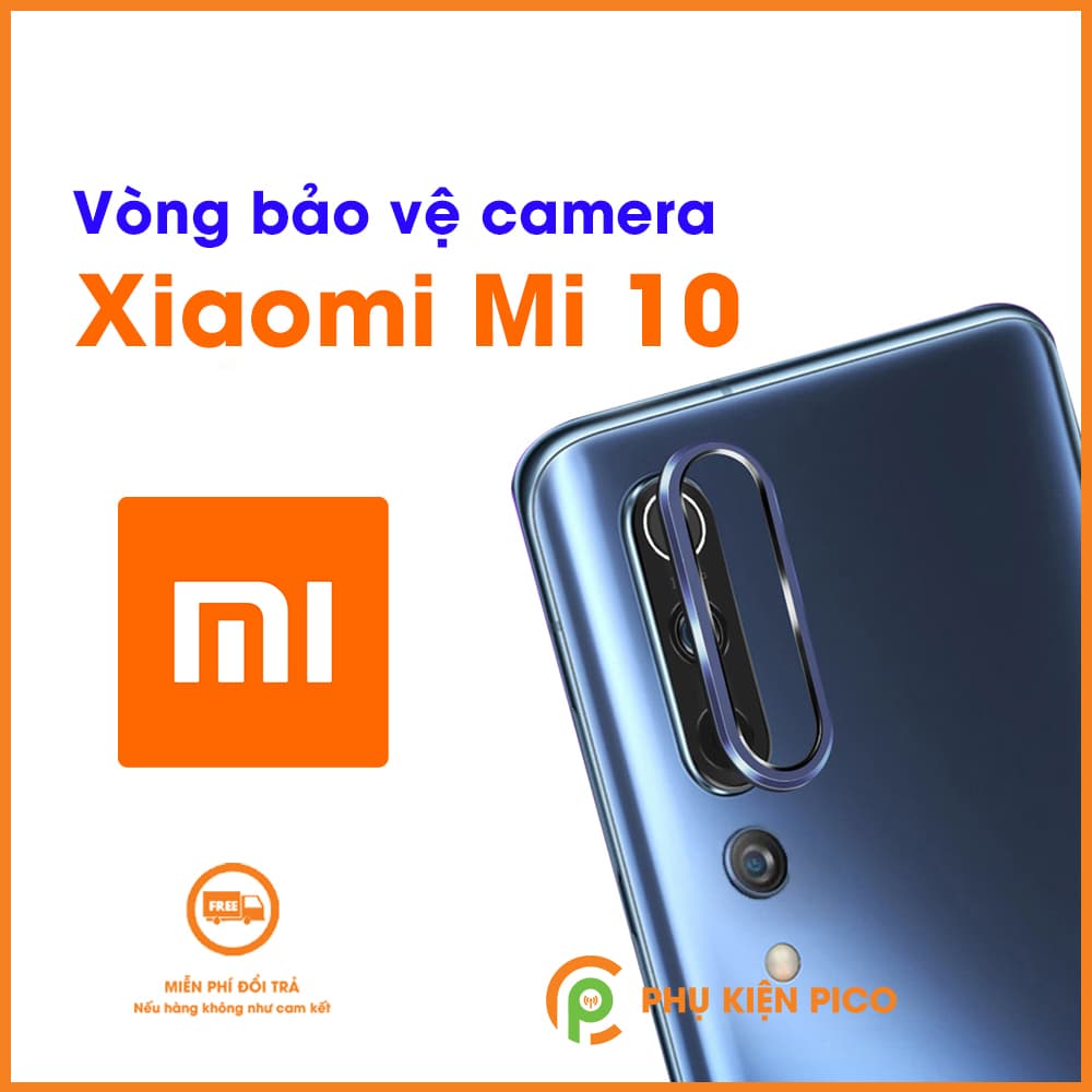 Vòng bảo vệ Xiaomi Mi 10 - Ốp viền camera Xiaomi Mi 10 kim loại màu xanh