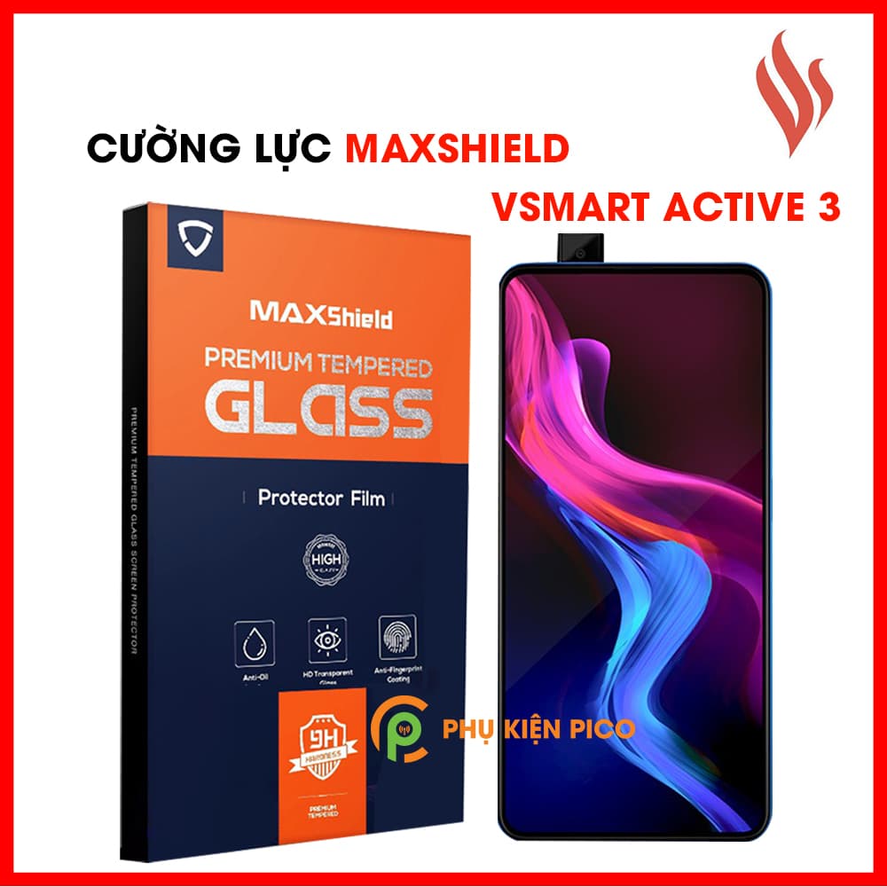 Cường lực Vsmart Active 3 nguyên gốc MAXShield trong suốt viền cong 2.5D