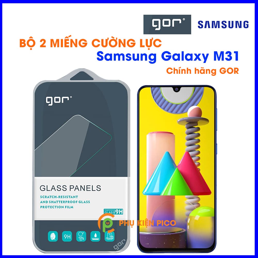 Cường lực Samsung Galaxy M31 chính hãng Gor trong suốt bộ 2 chiếc