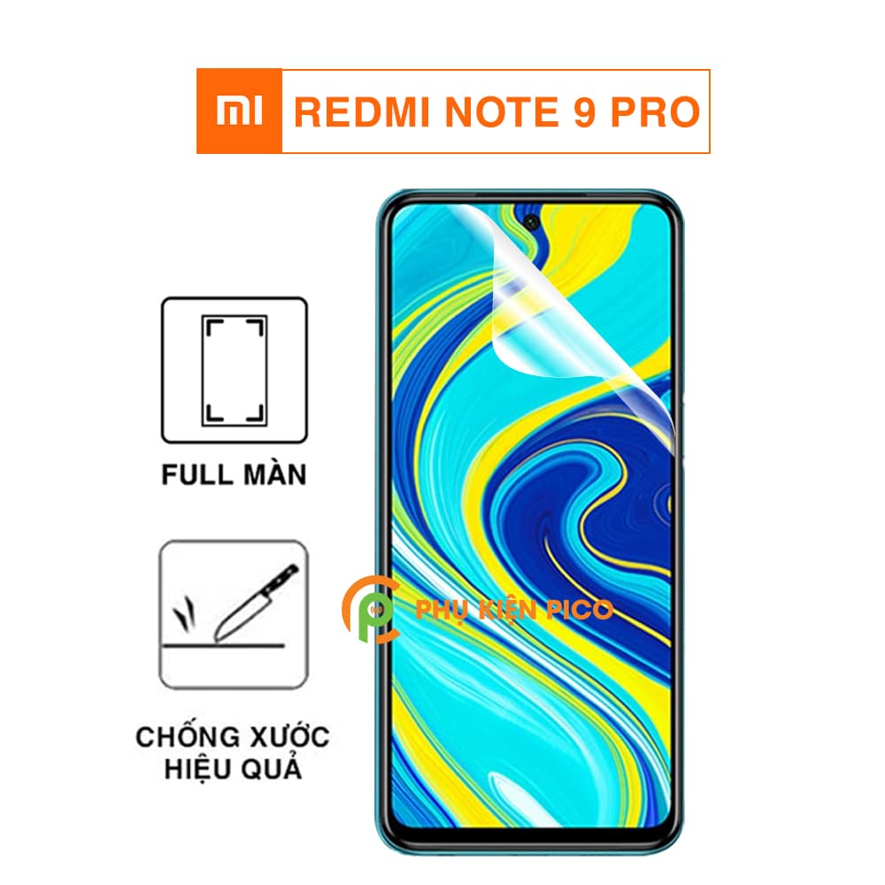 Dán màn hình Xiaomi Redmi Note 9 Pro full màn dẻo trong suốt PPF tự phục hồi vết xước