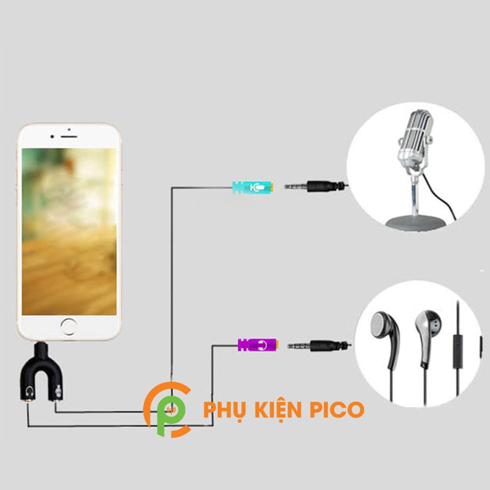Đầu chia cổng âm thanh hình chữ U Jack cắm 3.5mm - Bộ chia chuyển đổi âm thanh - 8