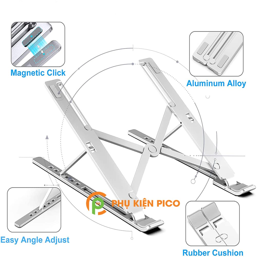 Đế tản nhiệt Laptop Macbook Ipad hợp kim nhôm chính hãng BONYRUY có thể gập gọn - 6