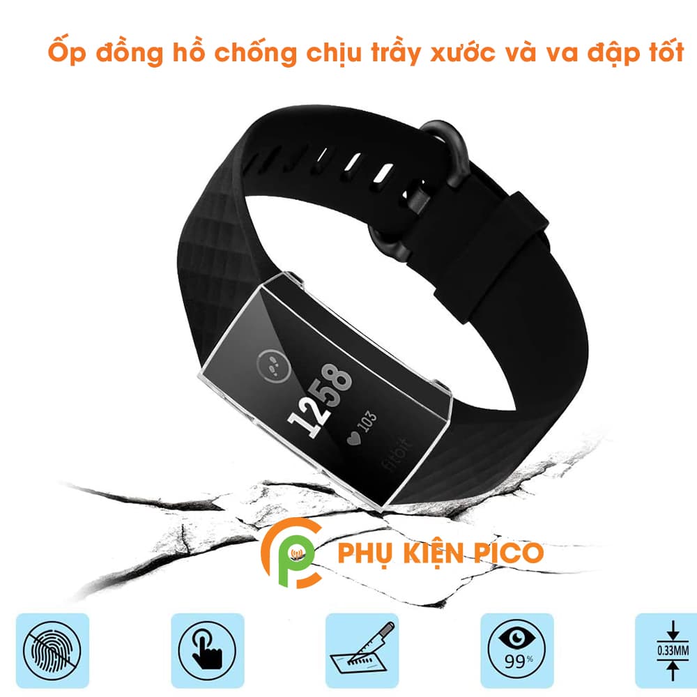 Ốp đồng hồ Fitbit Charge 3 trong suốt bảo vệ màn hình chống xước va đập - 4