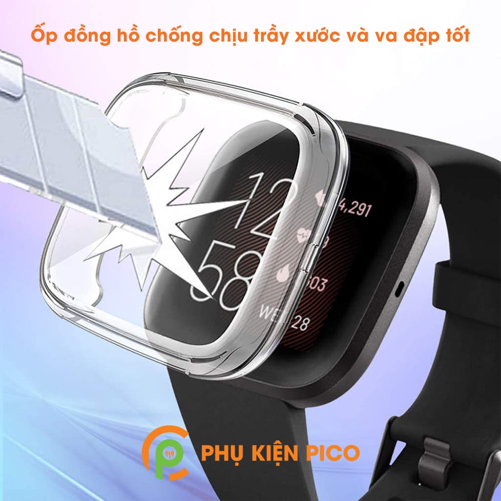 Ốp đồng hồ Fitbit Versa 2 trong suốt bảo vệ màn hình chống xước va đập - 2