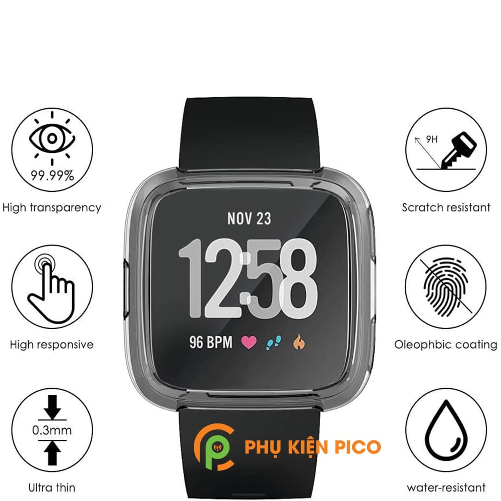 Ốp đồng hồ Fitbit Versa trong suốt bảo vệ màn hình chống xước va đập - 4