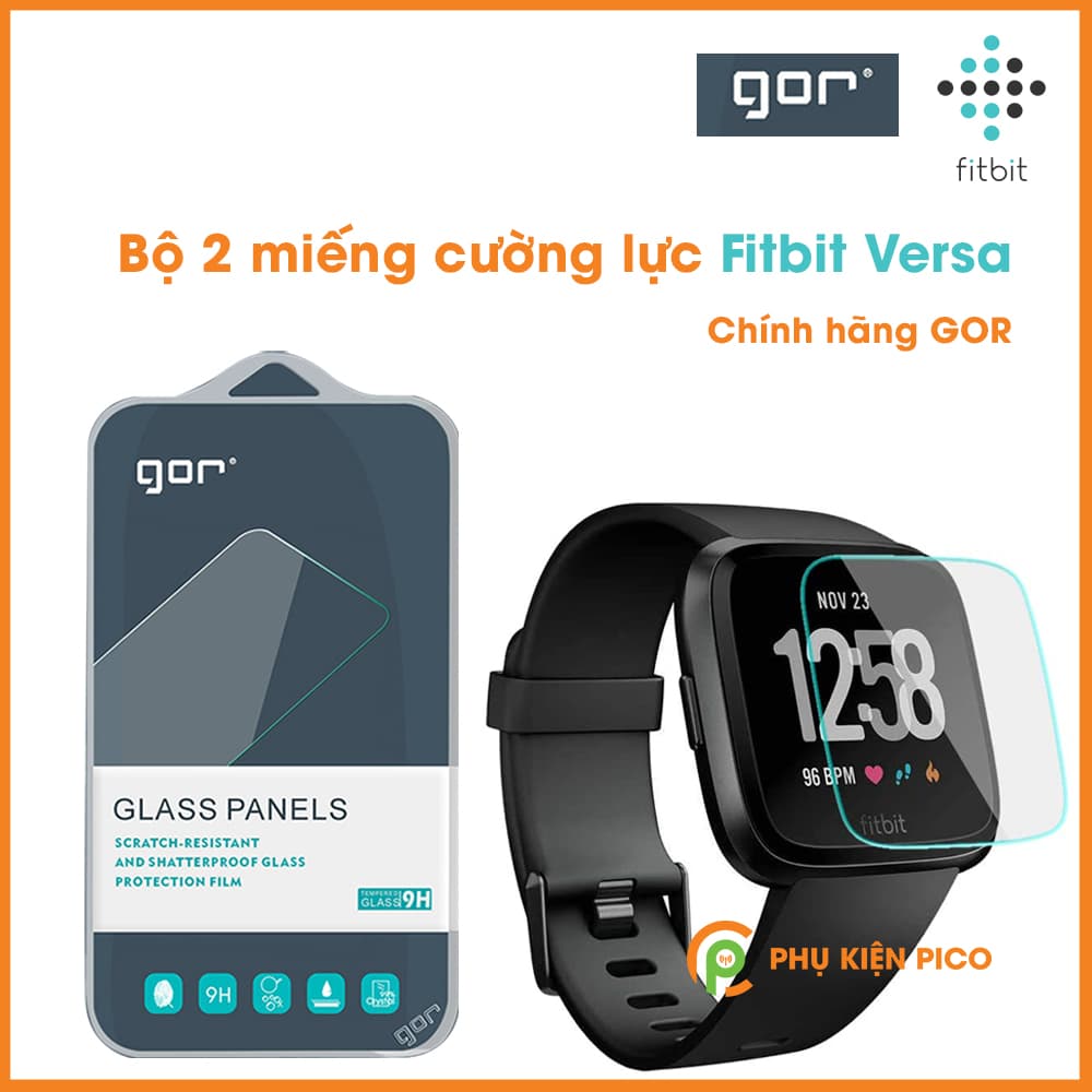 Bộ 2 cường lực đồng hồ Fitbit Versa chính hãng Gor trong suốt full màn hình
