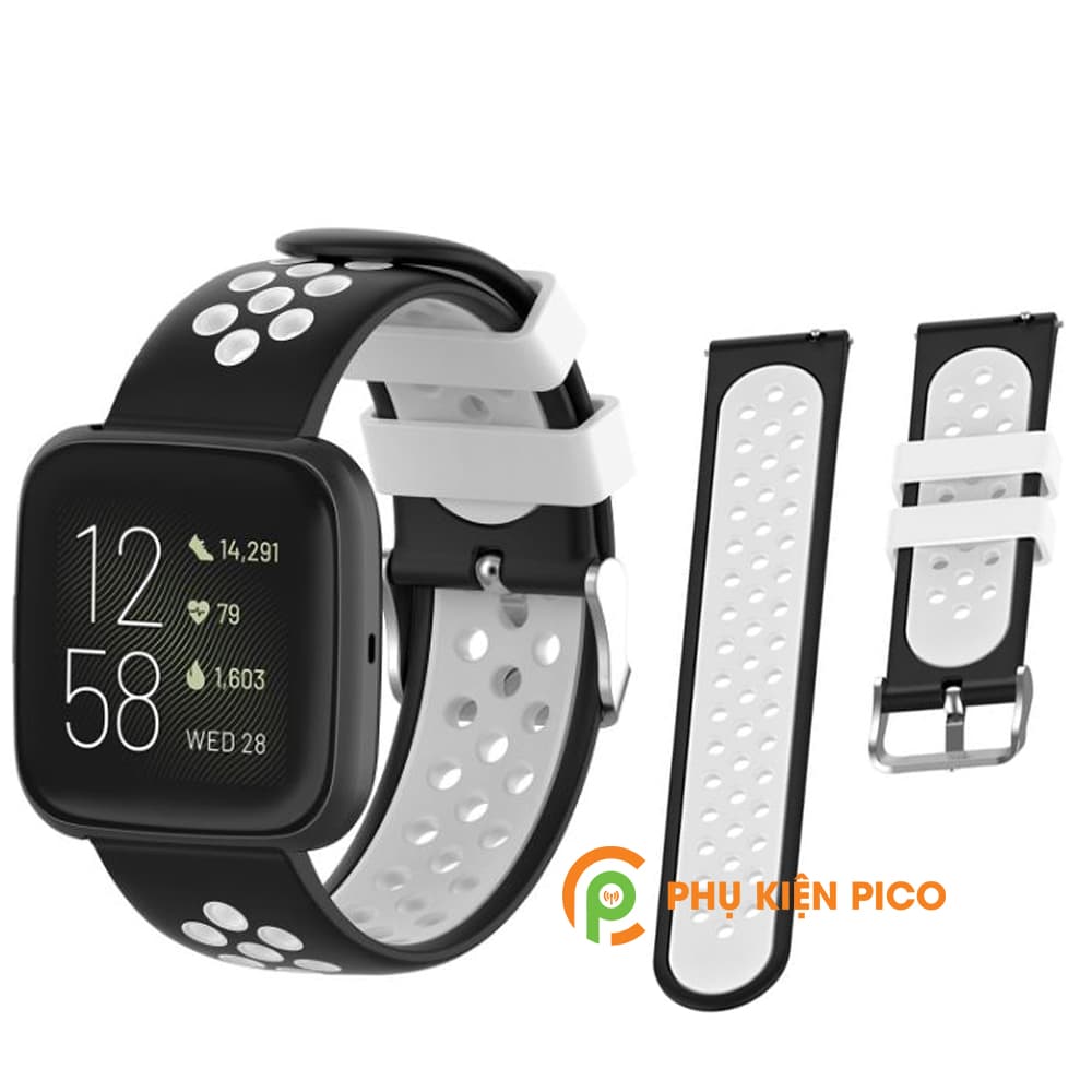 Dây đồng hồ Fitbit Versa 2 silicon hai màu có lỗ thoáng khí - 2