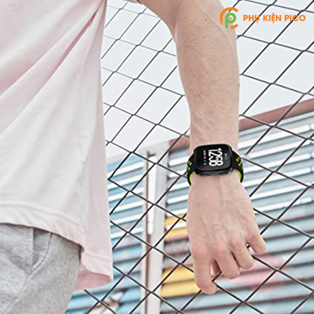 Dây đồng hồ Fitbit Versa silicon hai màu có lỗ thoáng khí - 8