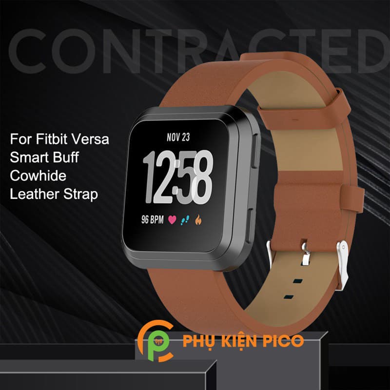 Dây da đồng hồ Fitbit Versa 2 da bò cao cấp - 6