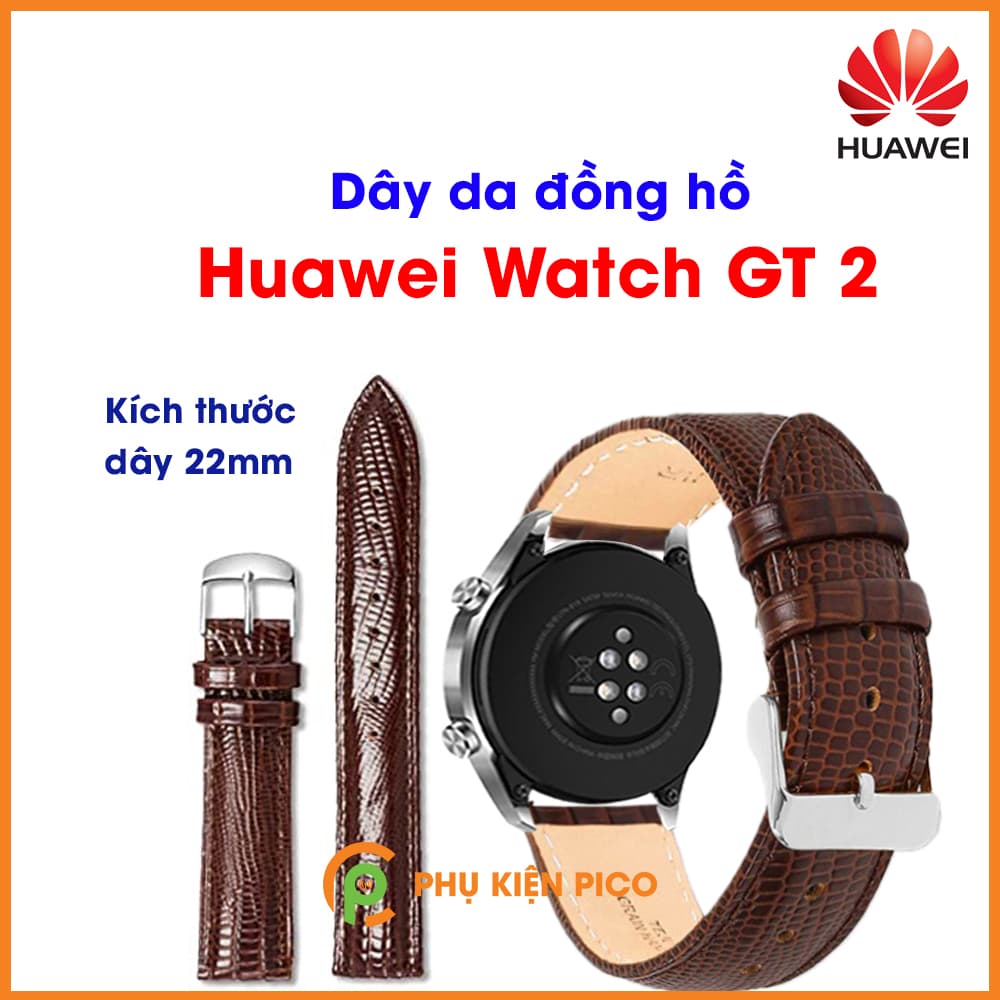 Dây da đồng hồ Huawei Watch GT 2 bản 22mm