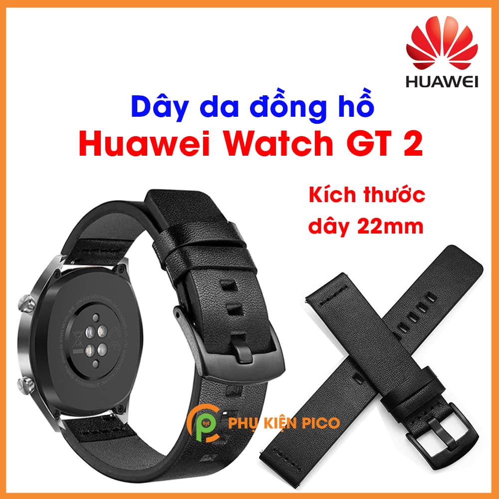 Dây da đồng hồ Huawei Watch GT 2 vân mịn bản 22mm