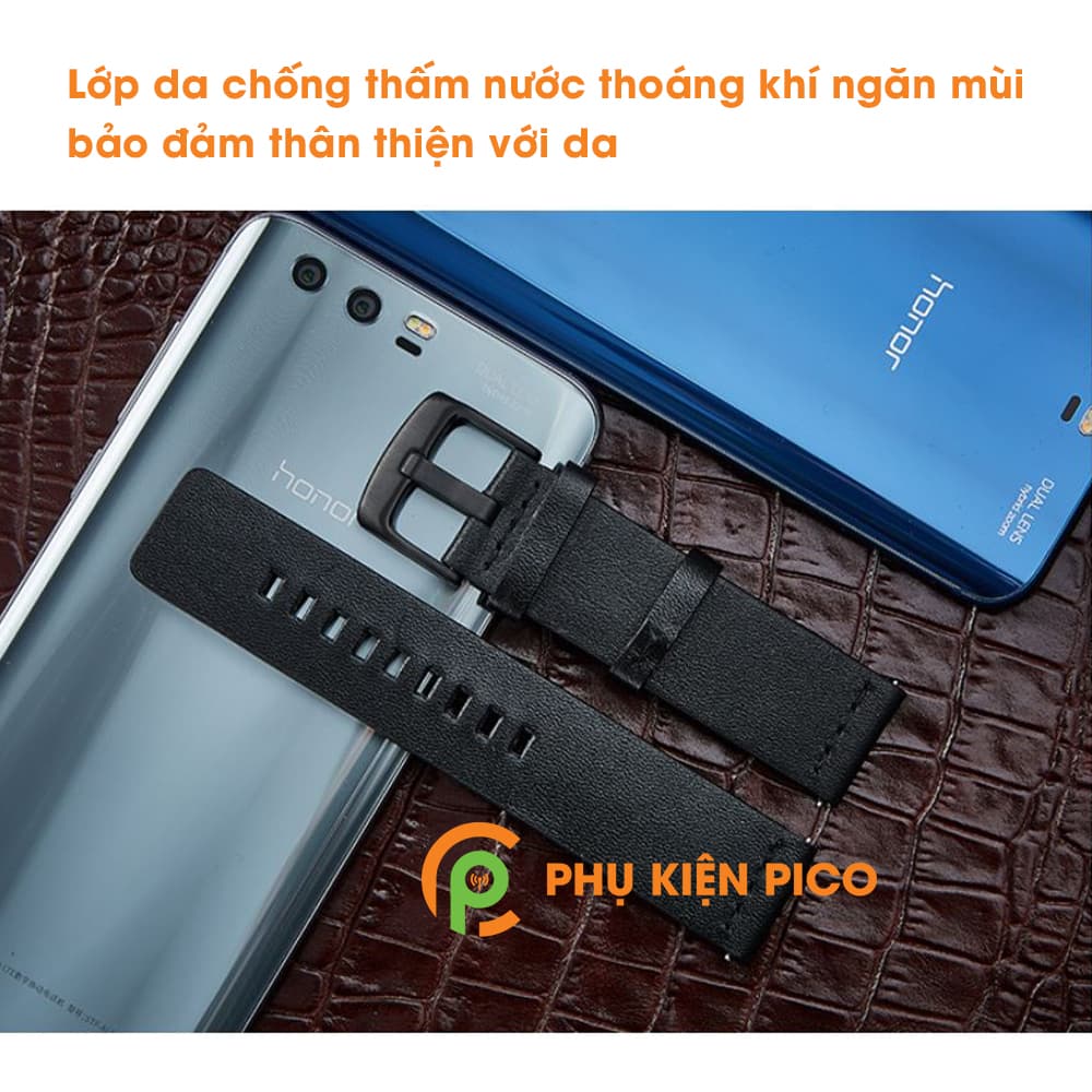 Dây da đồng hồ Huawei Watch GT 2 vân mịn bản 22mm - 6