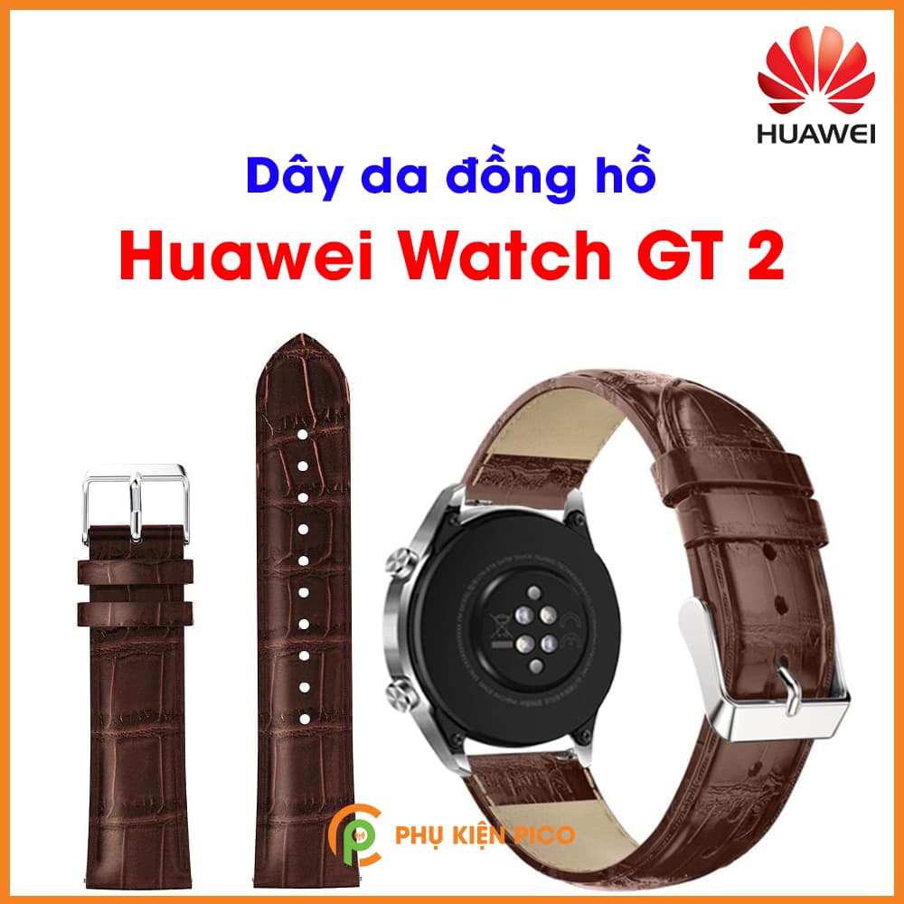 Dây da đồng hồ Huawei Watch GT 2 bản 22mm vân cá sấu - 2