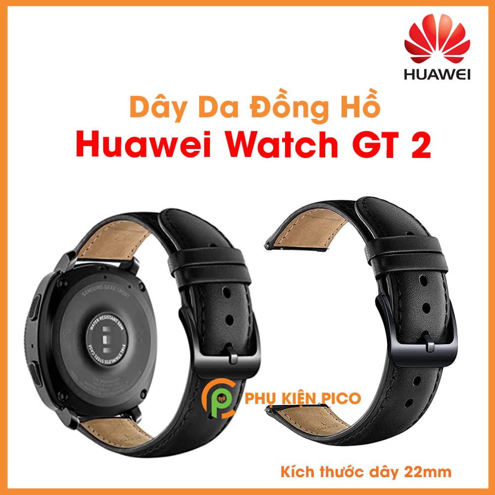 Dây da đồng hồ Huawei Watch GT 2 vân trơn bản 22mm - 2