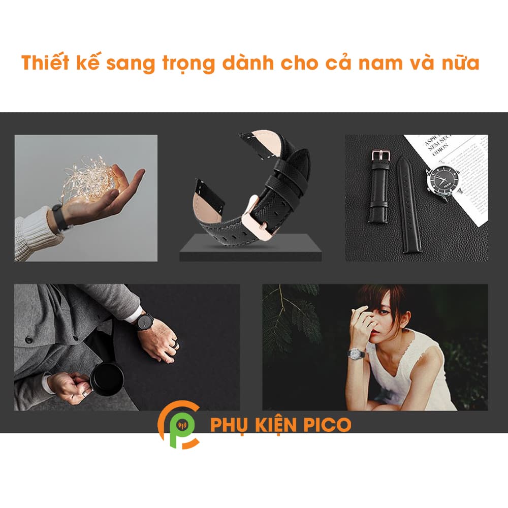 Dây da đồng hồ Huawei Watch GT 2 vân kỳ đà bản 22mm - 7