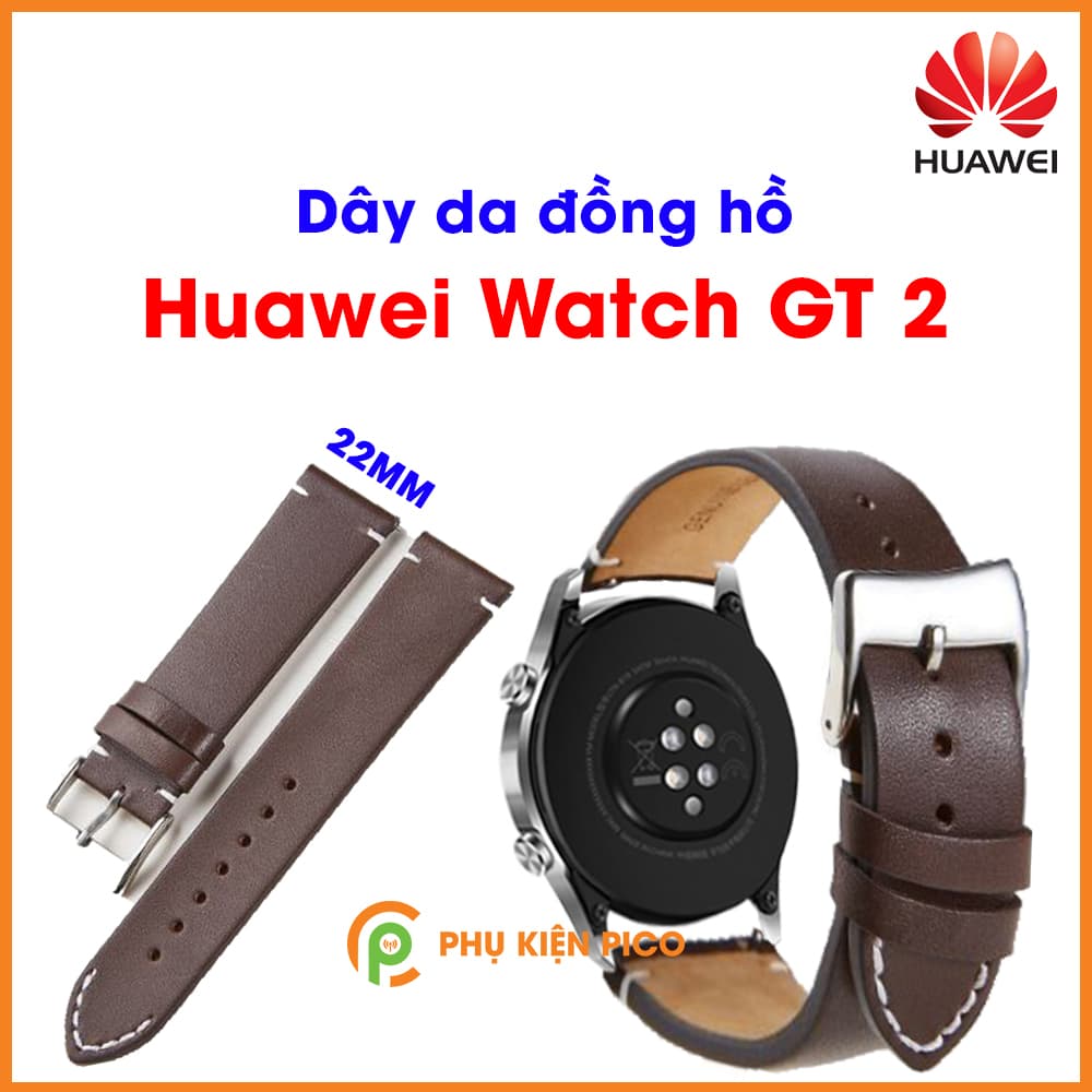 Dây da đồng hồ Huawei Watch GT 2 bản 22mm vân trơn - 3