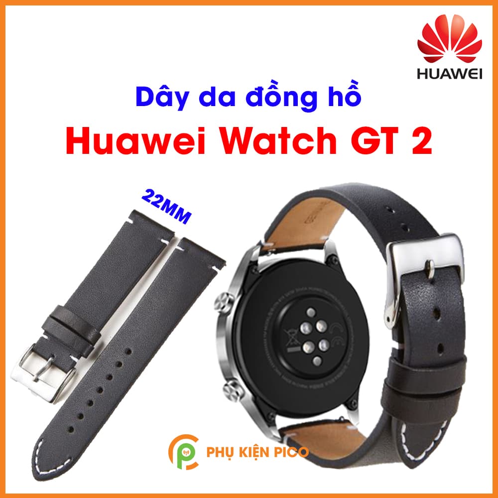 Dây da đồng hồ Huawei Watch GT 2 bản 22mm vân trơn - 2
