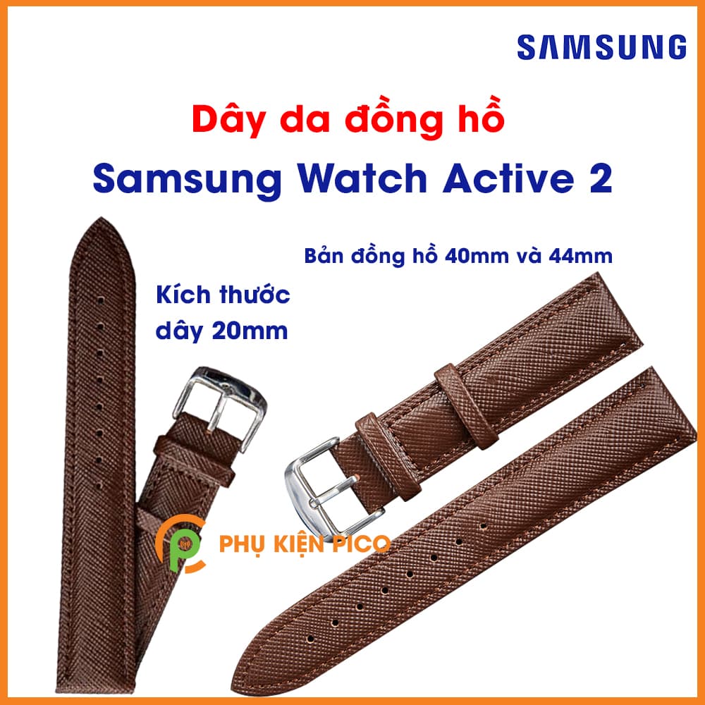 Dây da đồng hồ Samsung Watch Active 2 bản 40/44mm vân kỳ đà dây 20mm - 2