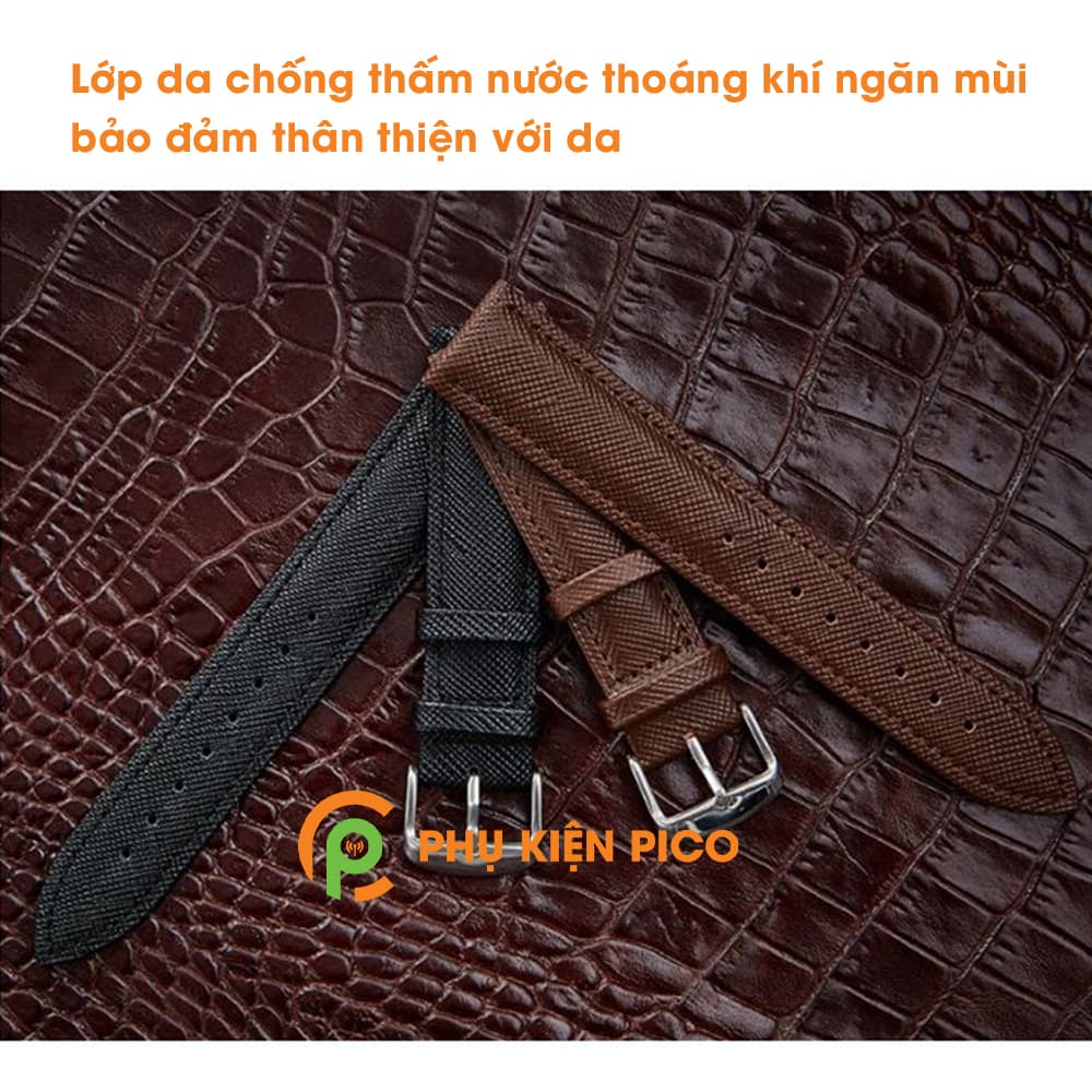 Dây da đồng hồ Samsung Watch Active 2 bản 40/44mm vân kỳ đà dây 20mm - 6