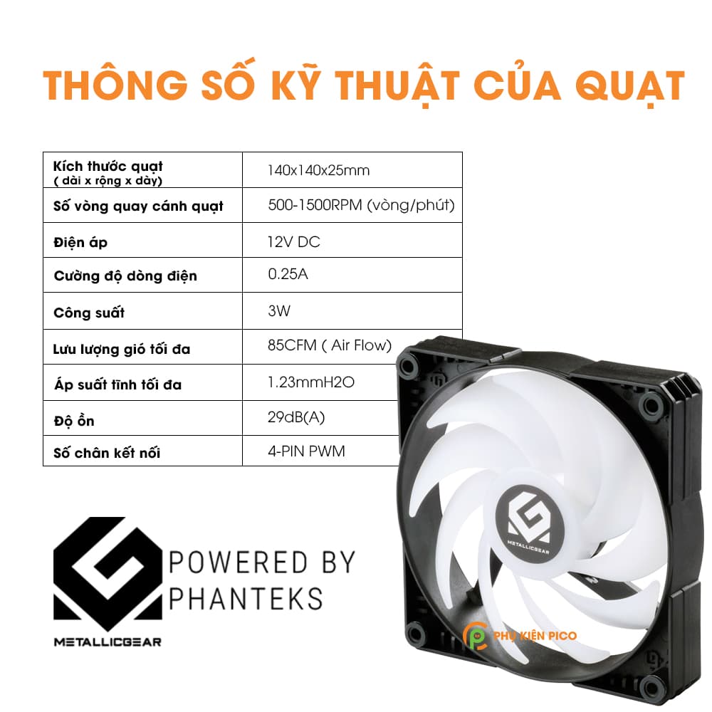 Quạt tản nhiệt case máy tính PHANTEKS Metallic Gear Skiron RGB - 2