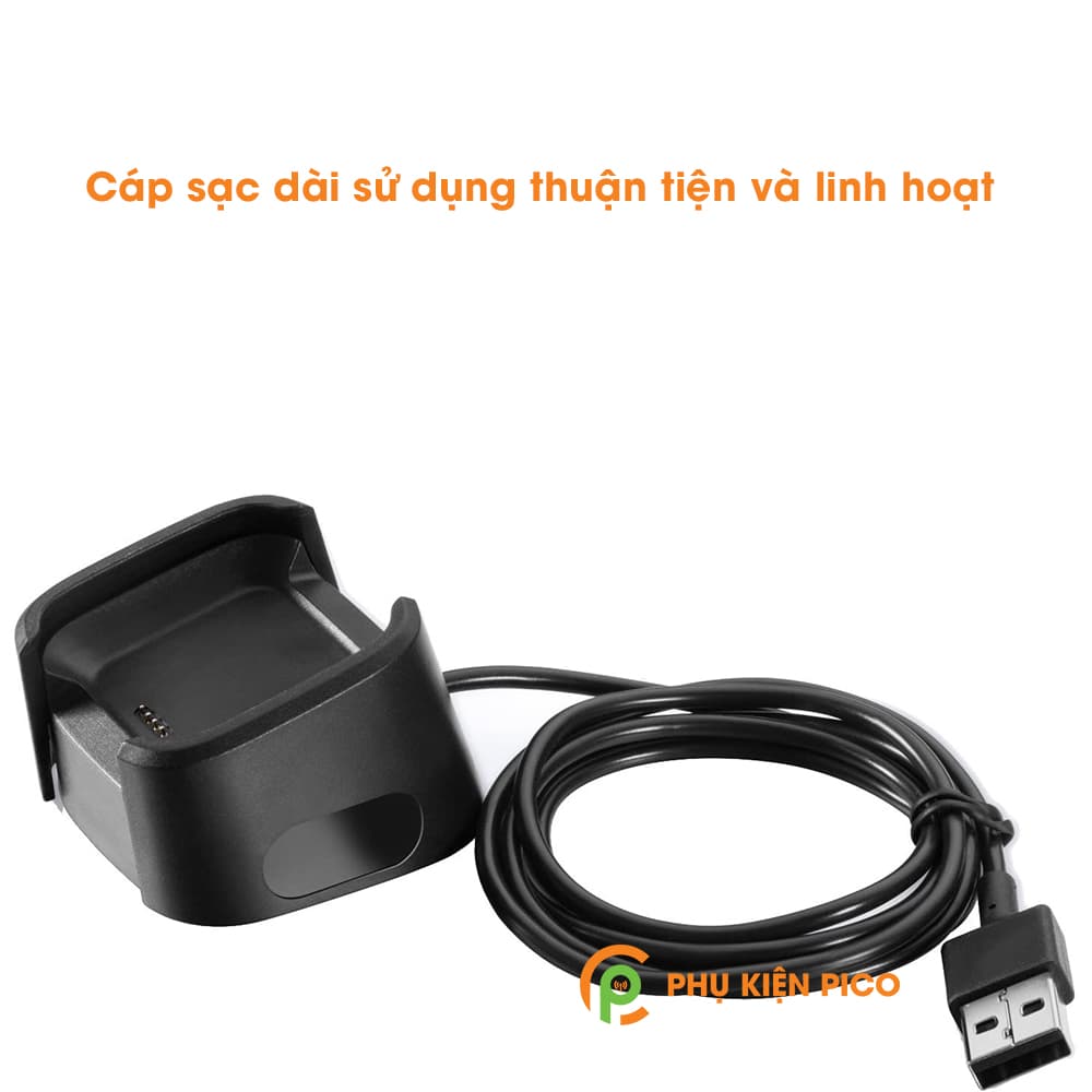 Đế sạc đồng hồ Fitbit Versa 2 đen dây cáp USB 1m Adapter Smartwatch - 2