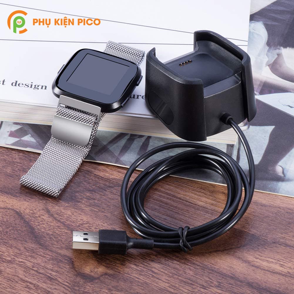 Đế sạc đồng hồ Fitbit Versa 2 đen dây cáp USB 1m Adapter Smartwatch - 3