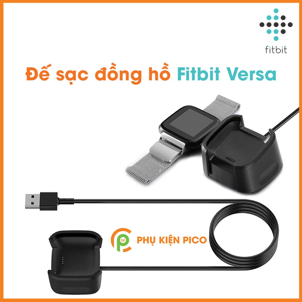 Đế sạc đồng hồ Fitbit Versa đen dây cáp USB 1m Adapter Smartwatch