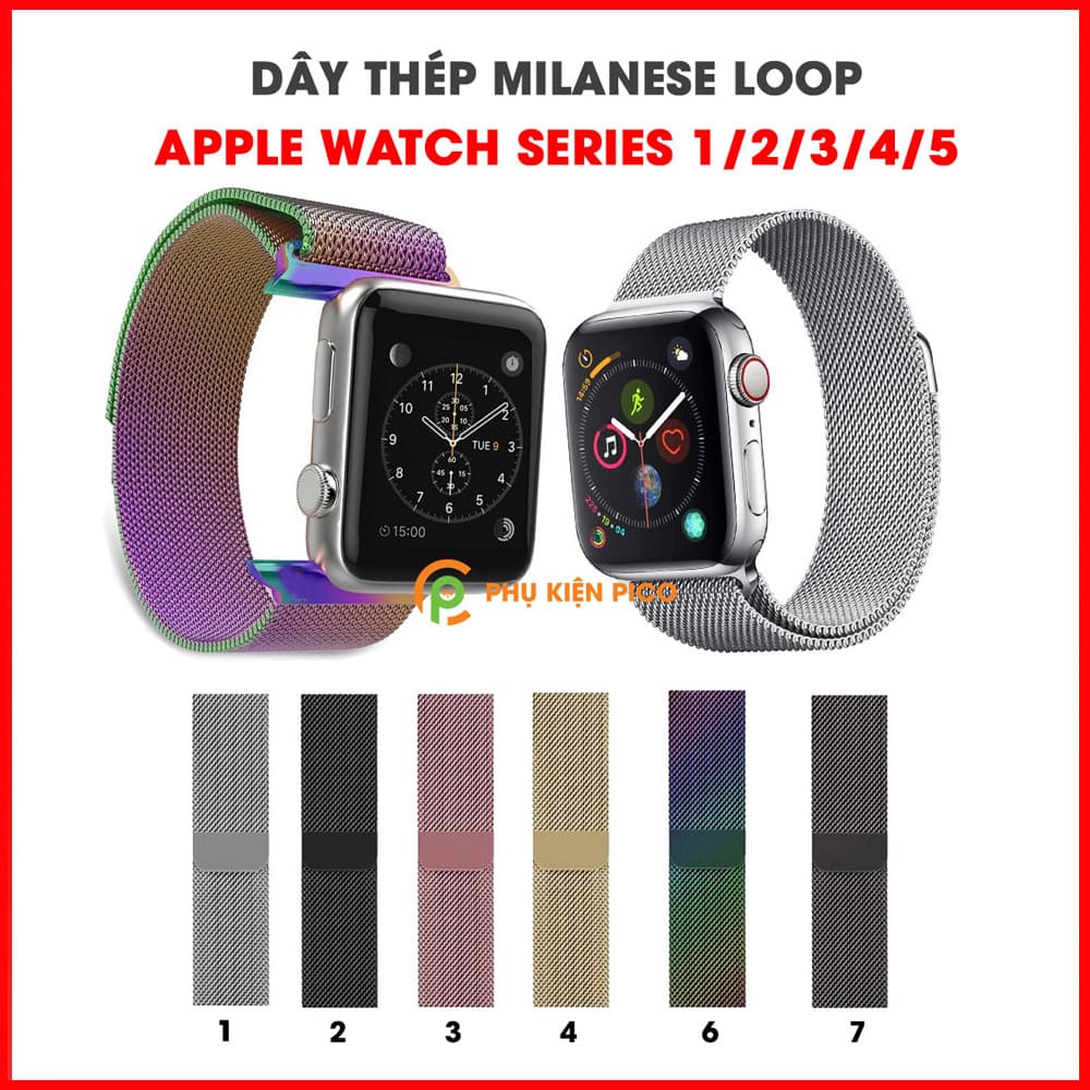 Dây đồng hồ Milanese Loop Apple Watch Series 1/2/3/4/5 có khóa nam châm
