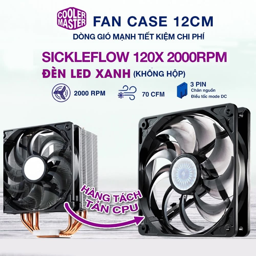 Quạt tản nhiệt case máy tính Cooler Master Sickle Flow 120 2000 RPM - Quạt Fan Case 12cm 2000RPM