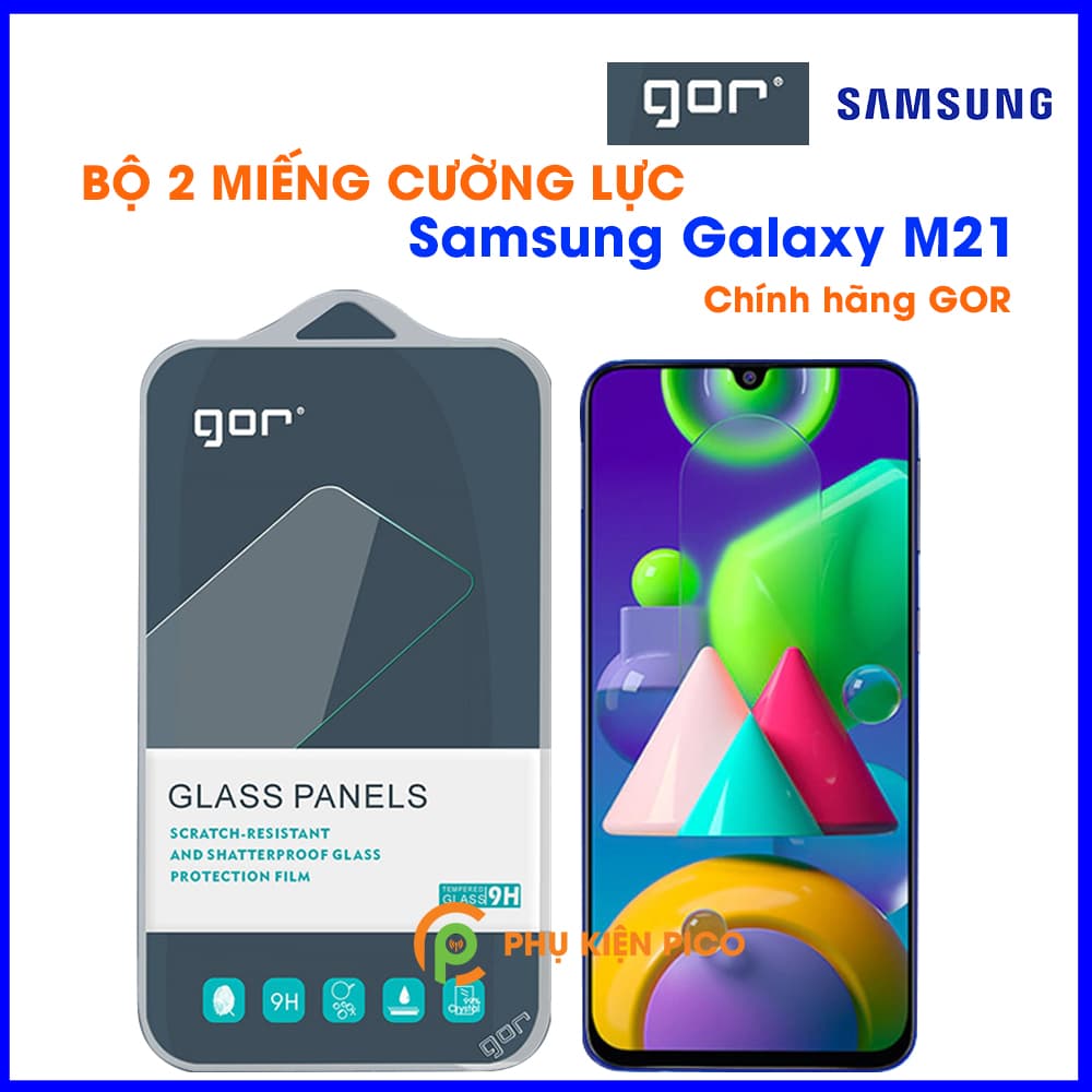 Cường lực Samsung Galaxy M21 chính hãng Gor trong suốt bộ 2 chiếc