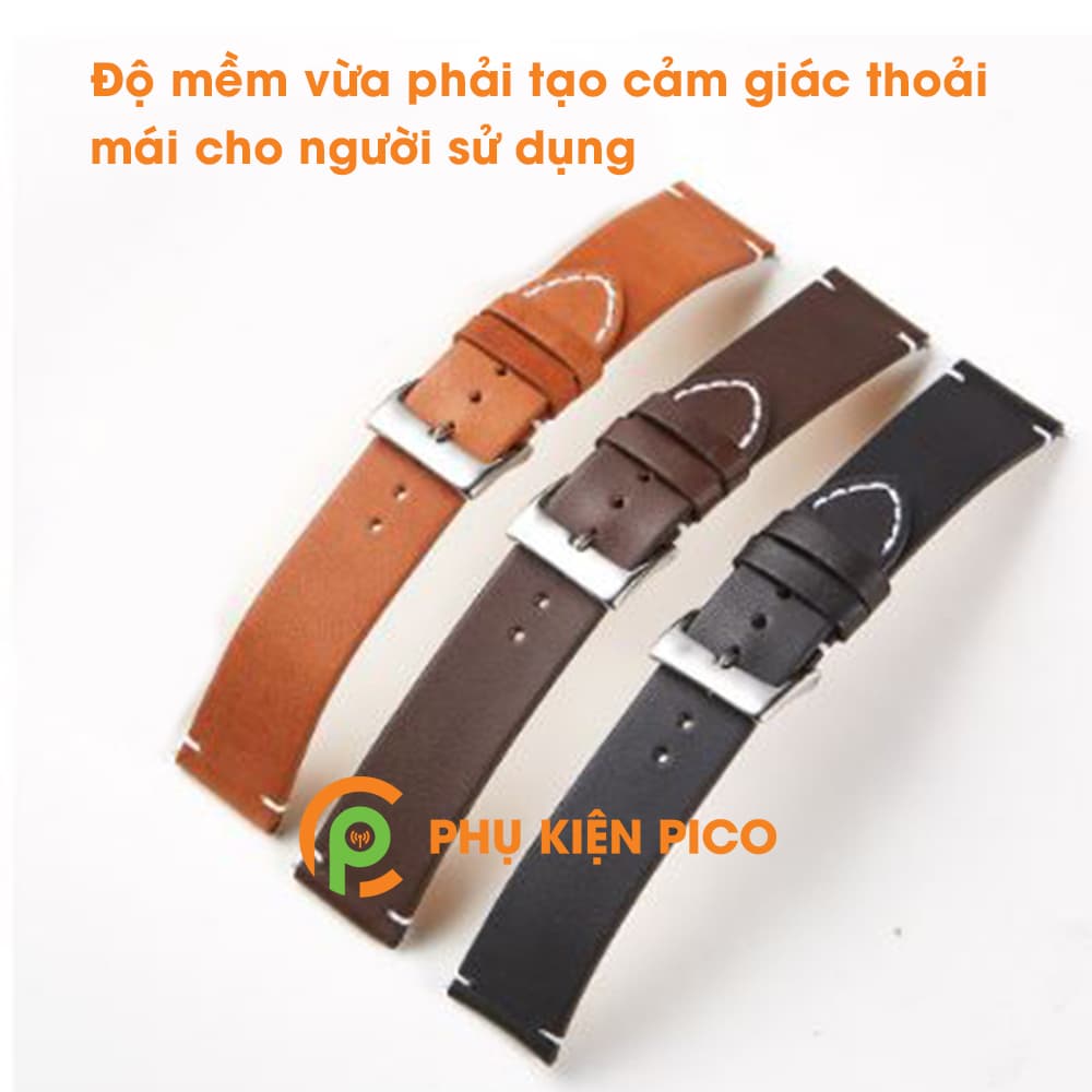 Dây da đồng hồ Samsung Galaxy Watch Active 2 40/44mm bản dây 20mm vân trơn - 7