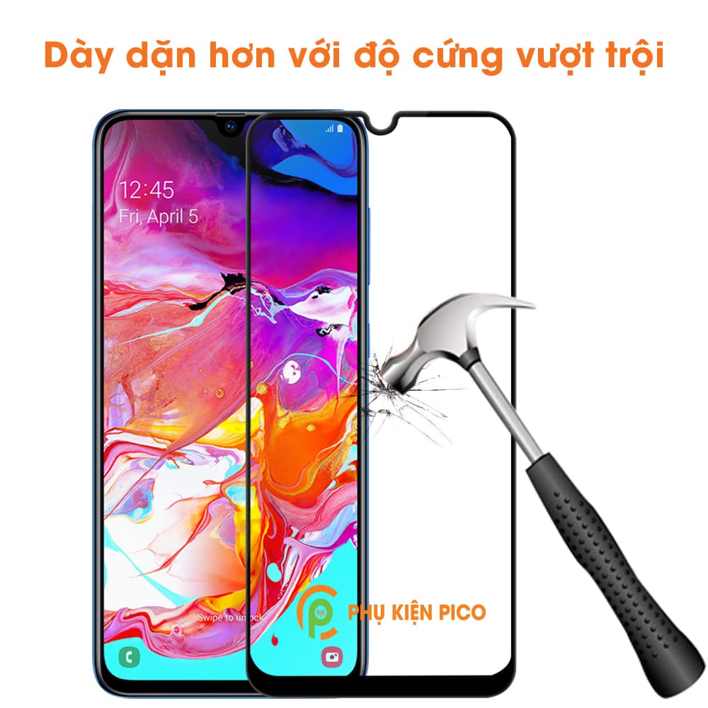 Kính cường lực Samsung Galaxy A70 full viền đen độ cứng 9H - 5