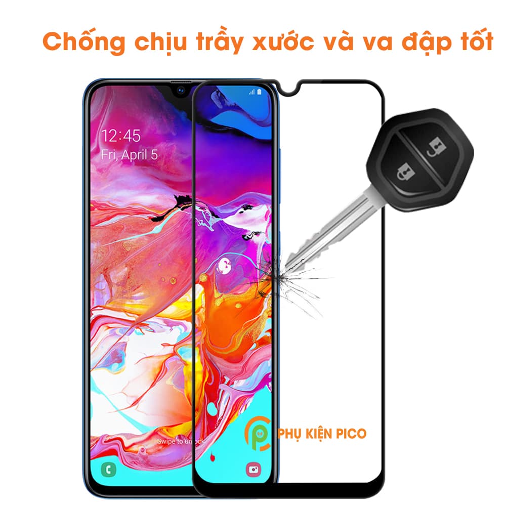 Kính cường lực Samsung Galaxy A70 full viền đen độ cứng 9H - 4