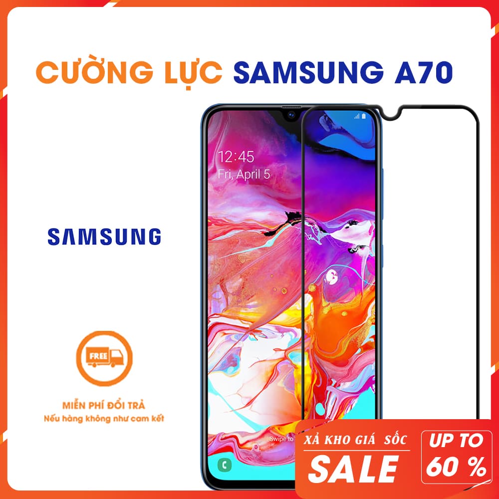 Kính cường lực Samsung Galaxy A70 full viền đen độ cứng 9H